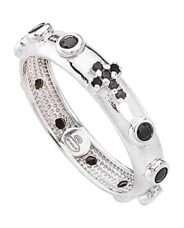 ANELLO ROSARIO IN ARGENTO CON PIETRE NERE DI AMEN GIOIELLI AROBN-24 arobn-24 Amen - 1 ANELLO ROSARIO IN ARGENTO CON PIETRE NERE DI AMEN GIOIELLI AROBN-24 arobn-24 Amen - 1