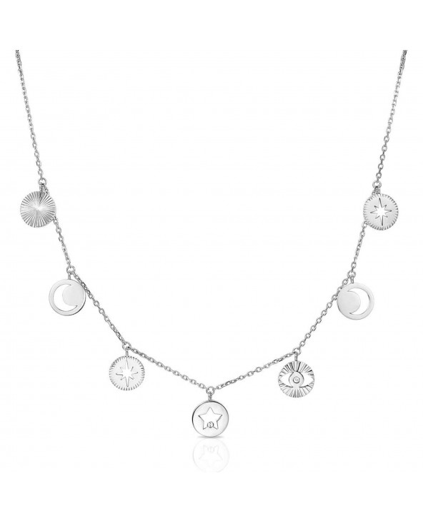 Brosway Collana Donna Chant – Acciaio 316L Con Cristalli Swarovski E Simboli Luna/Occhio/Stella, Ipoallergenica