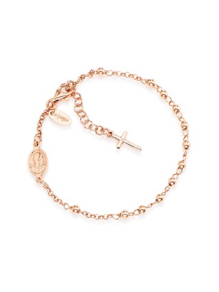 BRACCIALE ROSARIO ARGENTO ROSA BROR4 