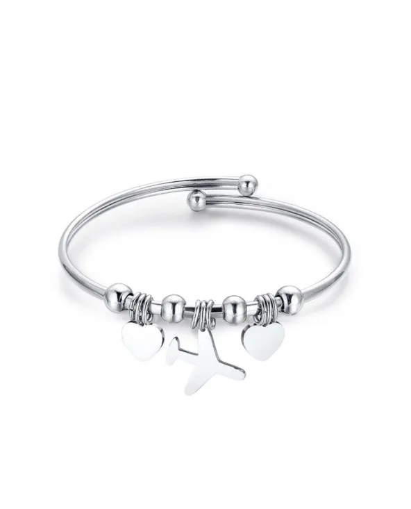 BRACCIALE RIGIDO DONNA CON CUORI E AEREO LUCA BARRA BK1916 bk1916 Luca Barra - 1 BRACCIALE RIGIDO DONNA CON CUORI E AEREO LUCA BARRA BK1916 bk1916 Luca Barra - 1