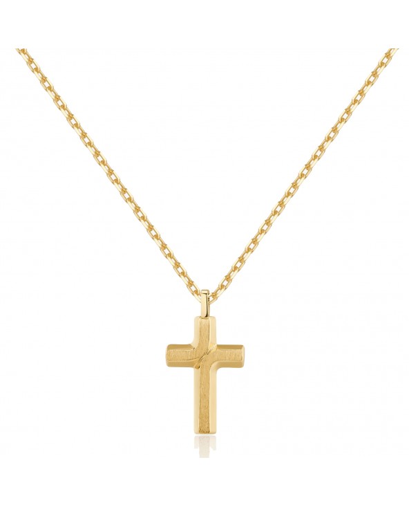 Philip Jones Collana Uomo In Acciaio Placcato Oro Con Ciondolo San Cristoforo – 50 Cm, Catena A Cavo, Chiusura A Moschettone, In Sacchetto Velluto