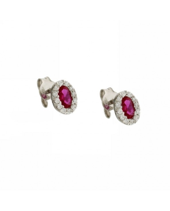 ORECCHINI PIETRA ROSSA CENTRALE E ZIRCONI BIANCHI INTORNO IN ORO BIANCO 18 KT. orau450.004 Antonio Romano Gioielli - 1 ORECCHINI PIETRA ROSSA CENTRALE E ZIRCONI BIANCHI INTORNO IN ORO BIANCO 18 KT. orau450.004 Antonio Romano Gioielli - 1