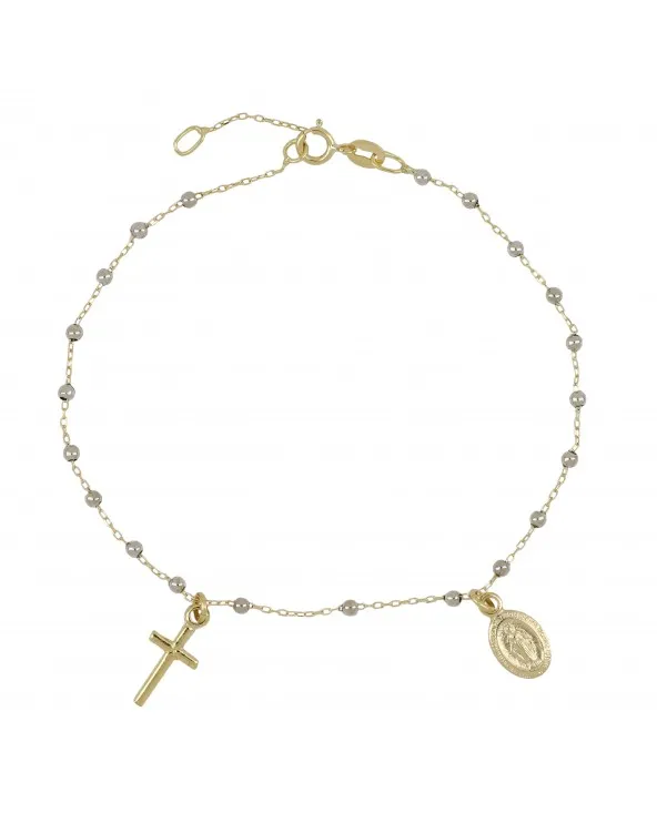 BRACCIALE ROSARIO ORO GIALLO CON SFERE ORO BIANCO brrosaugb.115 Antonio Romano Gioielli - 2 BRACCIALE ROSARIO ORO GIALLO CON SFERE ORO BIANCO brrosaugb.115 Antonio Romano Gioielli - 2