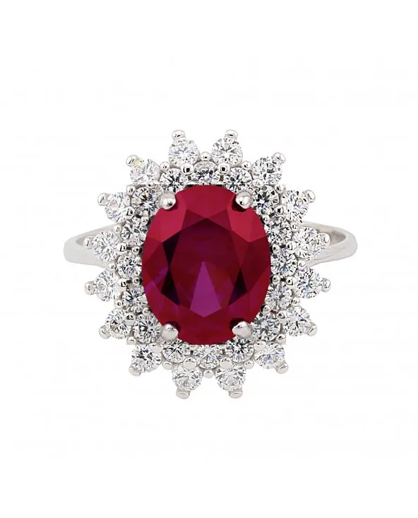 ANELLO CON PIETRA COLORE ROSSO E ZIRCONI INTORNO IN ORO BIANCO 18KT. anaurosso.1 Antonio Romano Gioielli - 1 ANELLO CON PIETRA COLORE ROSSO E ZIRCONI INTORNO IN ORO BIANCO 18KT. anaurosso.1 Antonio Romano Gioielli - 1
