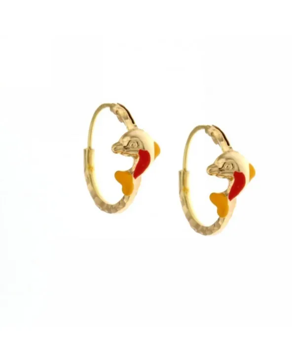 ORECCHINI A CERCHIO CON DELFINO PER BIMBA IN ORO GIALLO 18KT. orcedelaug.1 Antonio Romano Gioielli - 1 ORECCHINI A CERCHIO CON DELFINO PER BIMBA IN ORO GIALLO 18KT. orcedelaug.1 Antonio Romano Gioielli - 1