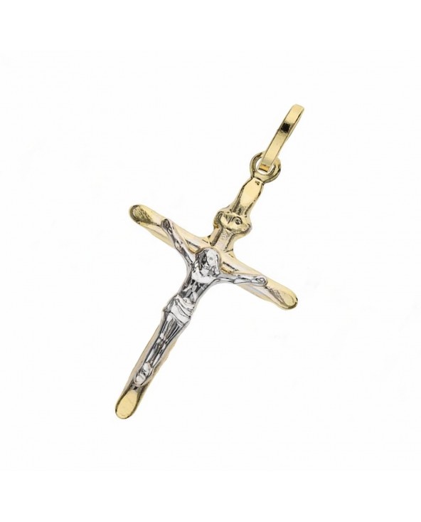 CARISSIMA Ciondolo Crocifisso In Oro Giallo 9 Carati Con Collana Curb 46 Cm – Gioiello Donna Ispirato All’Eleganza Italiana