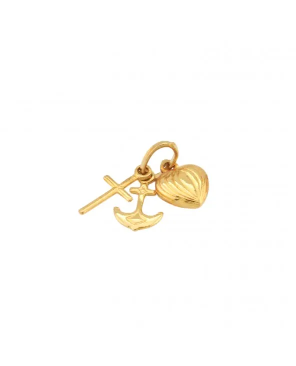 CIONDOLO CON CUORE CROCE E ANCORA IN ORO GIALLO 18KT. cdaufsc.1 Antonio Romano Gioielli - 1 CIONDOLO CON CUORE CROCE E ANCORA IN ORO GIALLO 18KT. cdaufsc.1 Antonio Romano Gioielli - 1