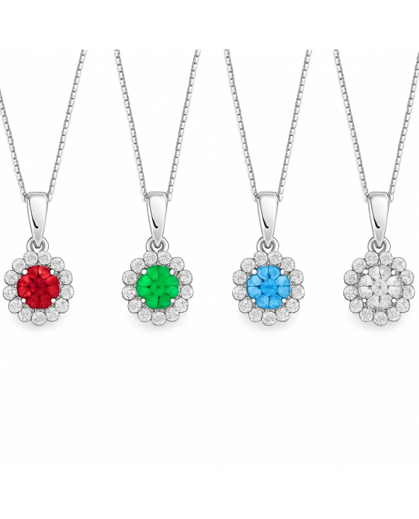 CIONDOLO CON ZIRCONI BIANCHI E CENTRALE DI COLORE IN ORO BIANCO 18KT. cdau.5 Antonio Romano Gioielli - 2 CIONDOLO CON ZIRCONI BIANCHI E CENTRALE DI COLORE IN ORO BIANCO 18KT. cdau.5 Antonio Romano Gioielli - 2