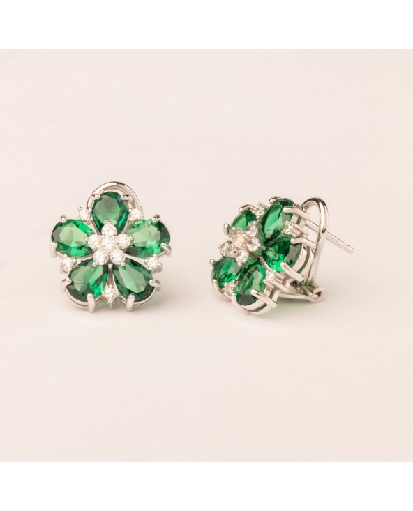 ORECCHINI CON FIORE VERDE IN ARGENTO PERNO E CLIPS oa07201-verde Ultima Edizione - 1 ORECCHINI CON FIORE VERDE IN ARGENTO PERNO E CLIPS oa07201-verde Ultima Edizione - 1