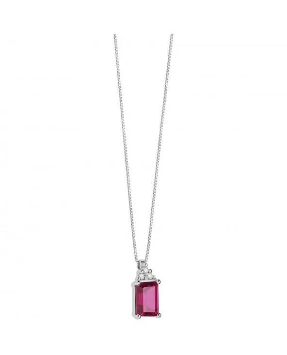 COLLANA CON RUBINO ROSSO E DIAMANTI IN ORO BIANCO DI COMETE GIOIELLI GLB1439 glb1439 Comete - 1 COLLANA CON RUBINO ROSSO E DIAMANTI IN ORO BIANCO DI COMETE GIOIELLI GLB1439 glb1439 Comete - 1
