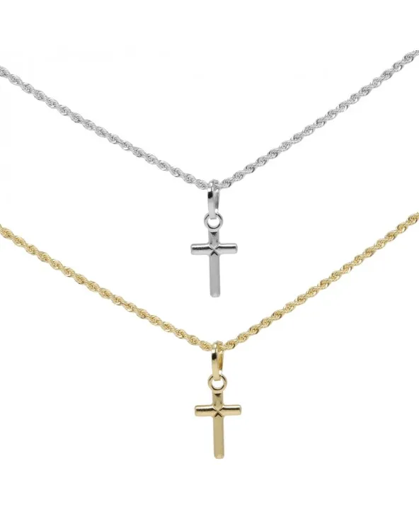 COLLANA CATENINA MAGLIA FUNETTA CON CROCETTA IN ORO 18 KT. clcrau.1/w Antonio Romano Gioielli - 1 COLLANA CATENINA MAGLIA FUNETTA CON CROCETTA IN ORO 18 KT. clcrau.1/w Antonio Romano Gioielli - 1